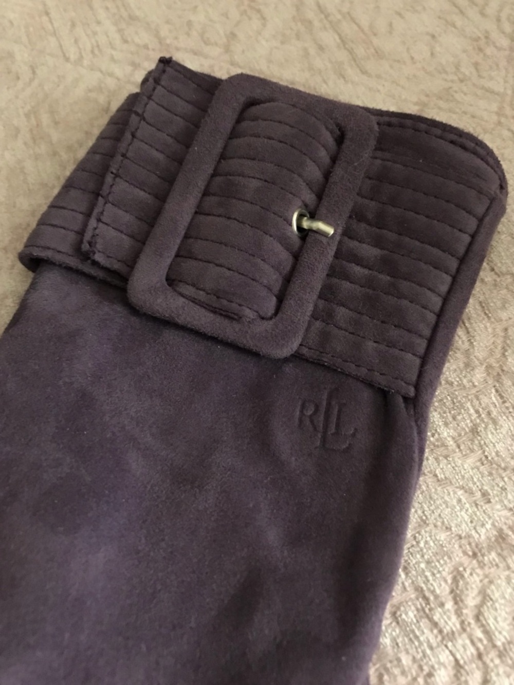 Ralph Lauren Plum Suede Buckle Gloves - Picture 3 of 9